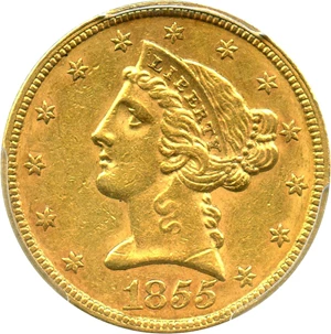 image for: 1855 $5 PCGS/CAC AU55