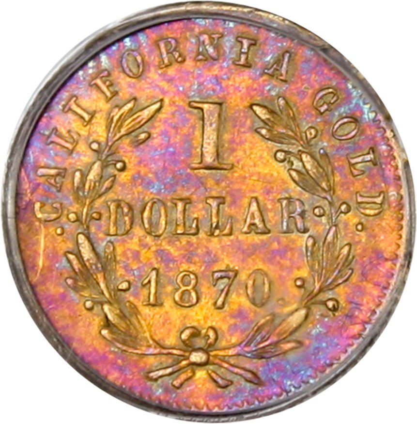 image for: 1870 Cal. Gold $1 PCGS AU53 (BG-1205, OGH)