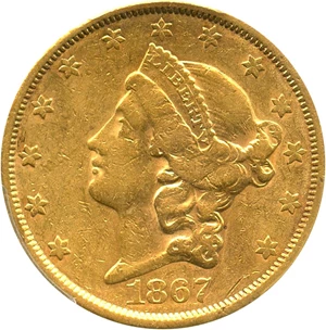 image for: 1867-S $20 PCGS XF45 - No Reserve!