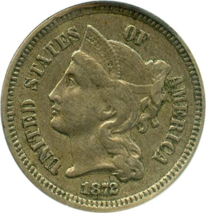 image for: 1872 3cN ANACS AU53 - No Reserve!