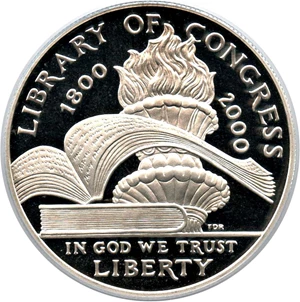 image for: 2000-P Library of Congress $1 PCGS Proof 69 DCAM