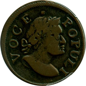 image for: 1760 1/2 P Voce Populi Halfpenny PCGS F12 BN