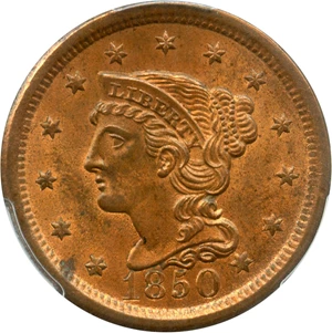 image for: 1850 1c PCGS MS64 RB