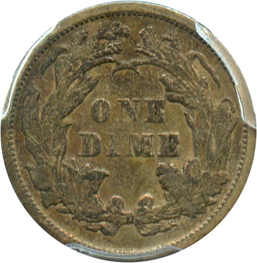 image for: 1873 10c PCGS VF35 (No Arrows, Open 3)