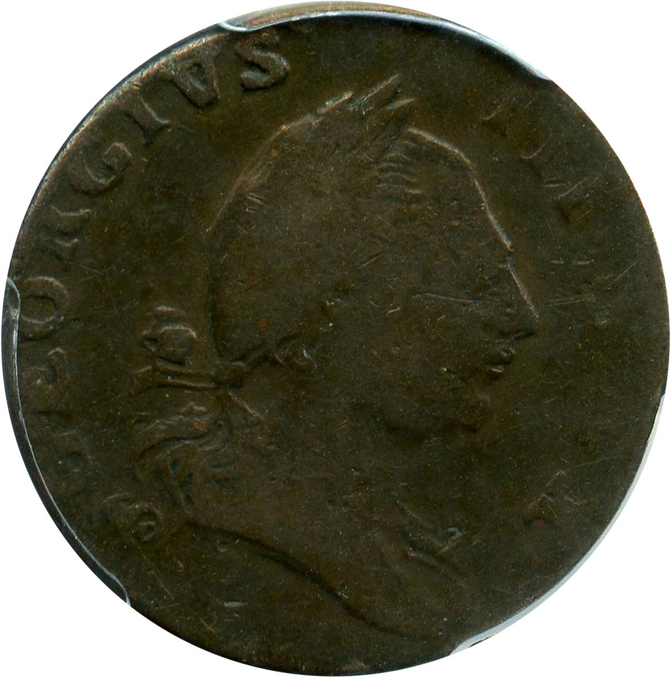 image for: 1773 Virginia Halfpenny PCGS VG-10 (No Period)