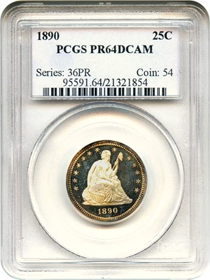 image for: 1890 25c PCGS Proof 64 DCAM