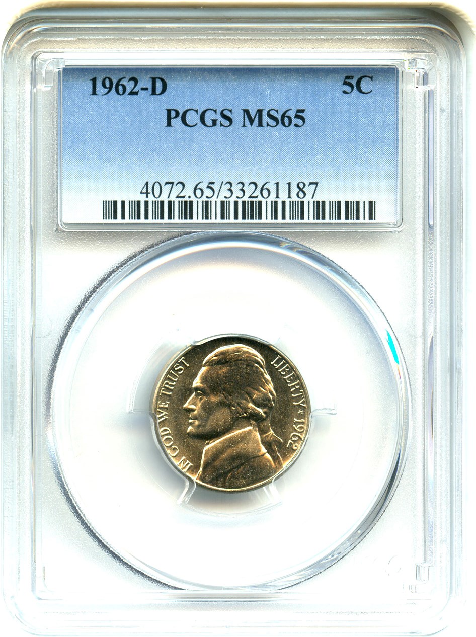 image for: 1962-D 5c PCGS MS65 - No Reserve!