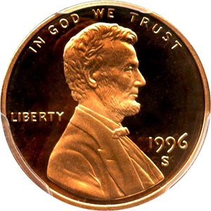 image for: 1996-S 1c PCGS Proof 70 RD DCAM