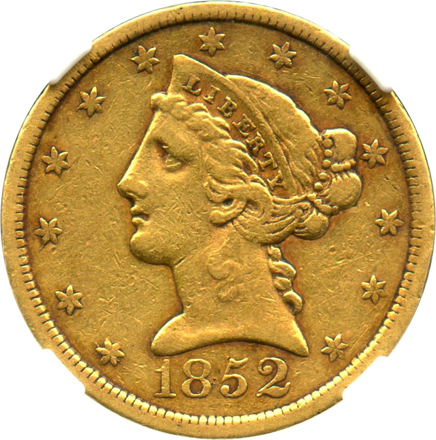 image for: 1852 $5 NGC/CAC VF35