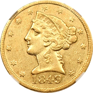 image for: 1849-C $5 NGC AU53
