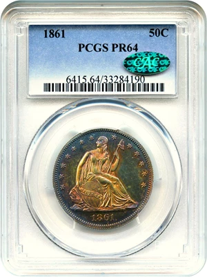 image for: 1861 50c PCGS/CAC Proof 64