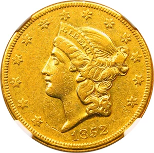image for: 1852-O $20 NGC AU53