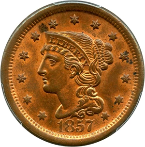 image for: 1857 1c PCGS/CAC MS64 RB (Large Date)