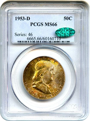 image for: 1953-D 50c PCGS/CAC MS66