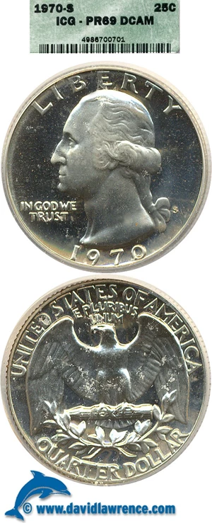 image for: 1970-S 25c ICG Proof 69 DCameo
