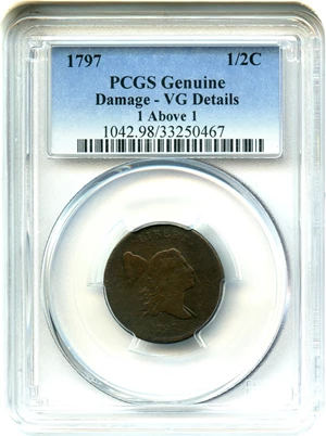 image for: 1797 1/2c PCGS Genuine VG Details (Damage, 1 Above 1)