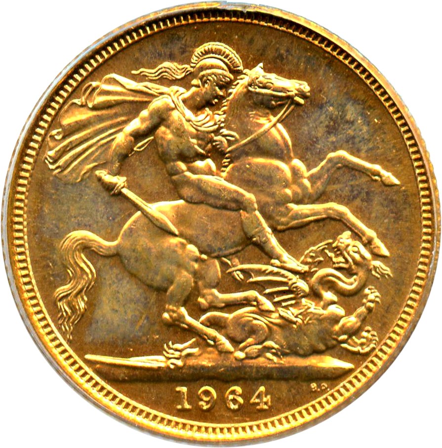 image for: Great Britain: 1964 Gold Sovereign PCGS MS64 (KM-908)