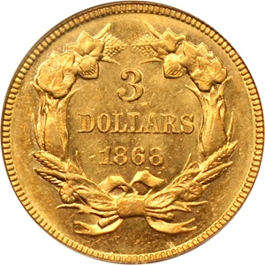 image for: 1868 $3 PCGS MS62 - Vault Value!