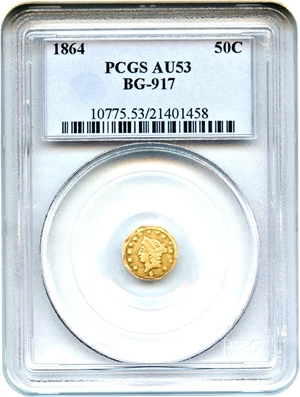 image for: 1864 Cal. Gold 50c PCGS AU53 (BG-917)
