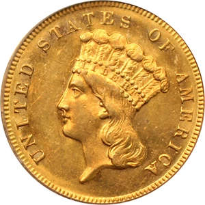 image for: 1868 $3 PCGS MS62 - Vault Value!