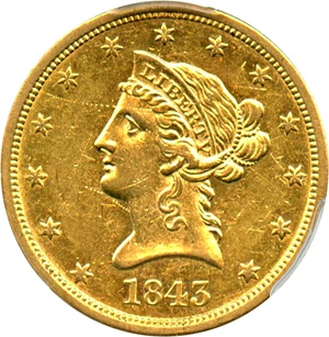 image for: 1843-O $10 PCGS AU50