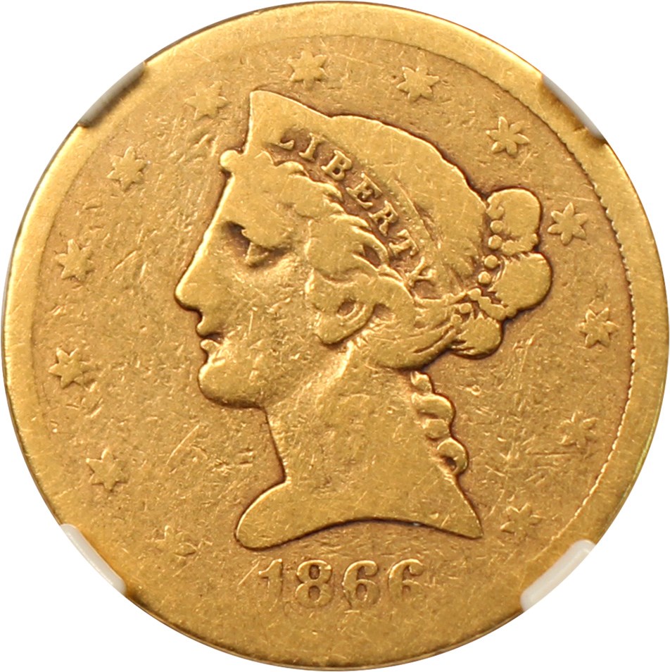 image for: 1866-S $5 NGC/CAC Good-04 (No Motto)