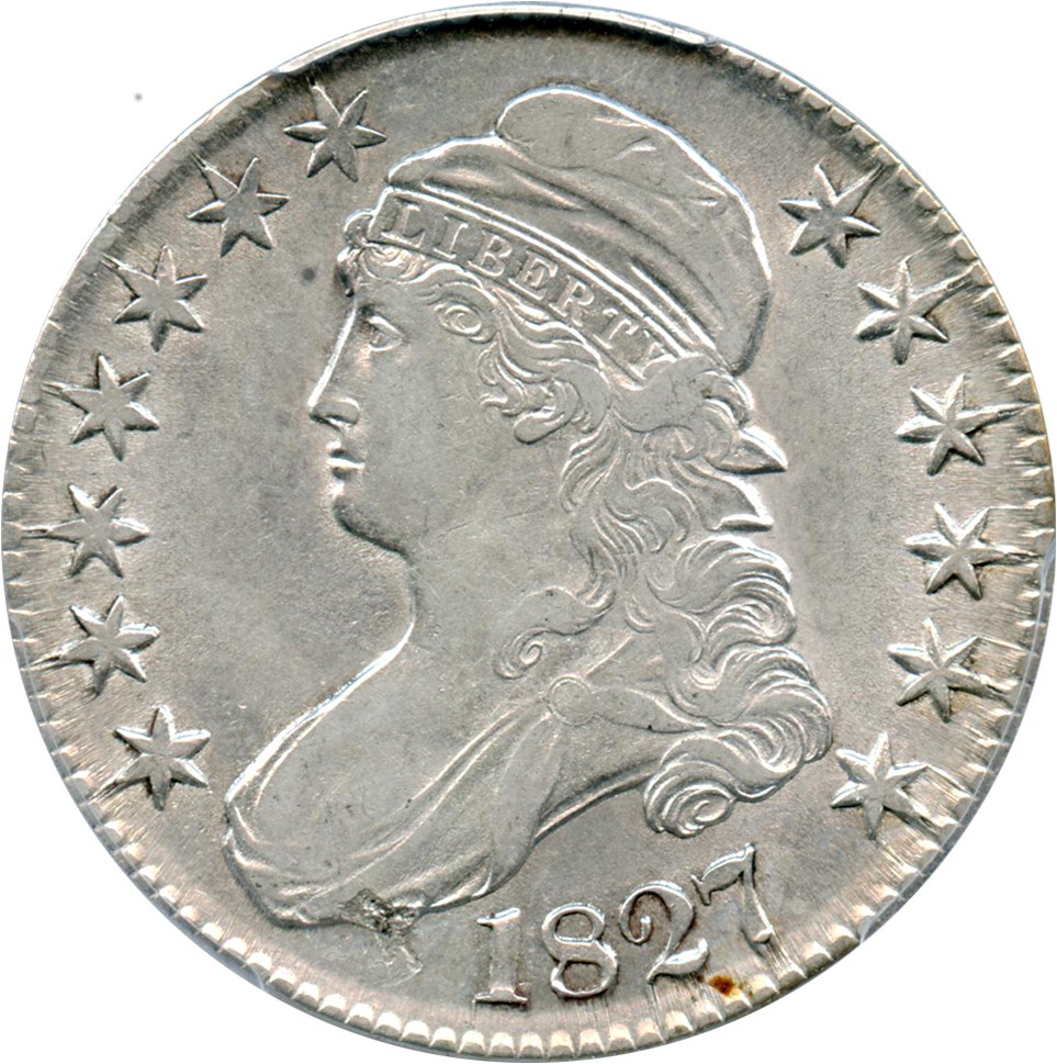 image for: 1827 50c PCGS AU53 (Curl Base 2)