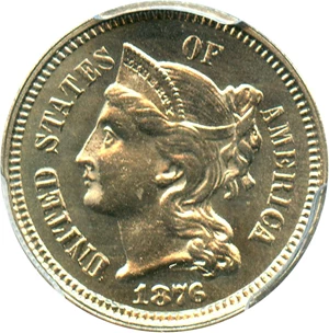 image for: 1876 3cN PCGS/CAC Proof 64