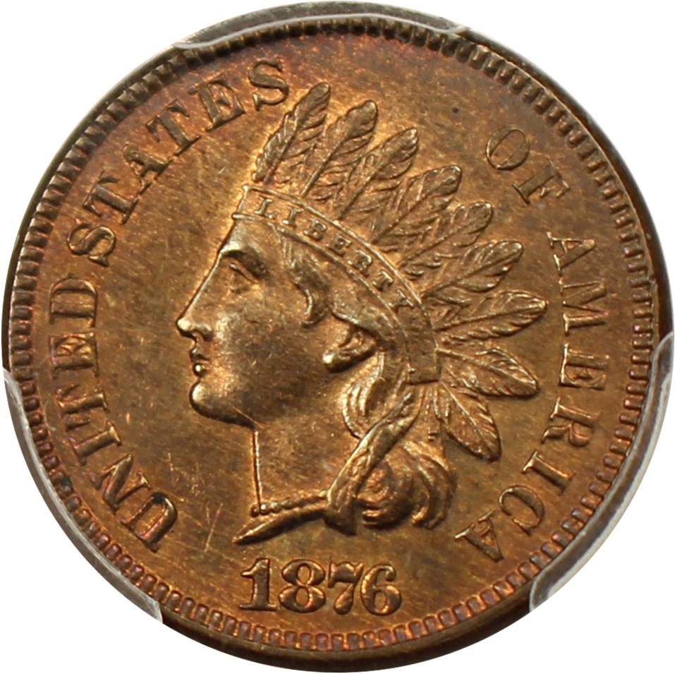 image for: 1876 1c PCGS/CAC MS63 RB