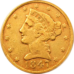 image for: 1847-C $5 PCGS VF30