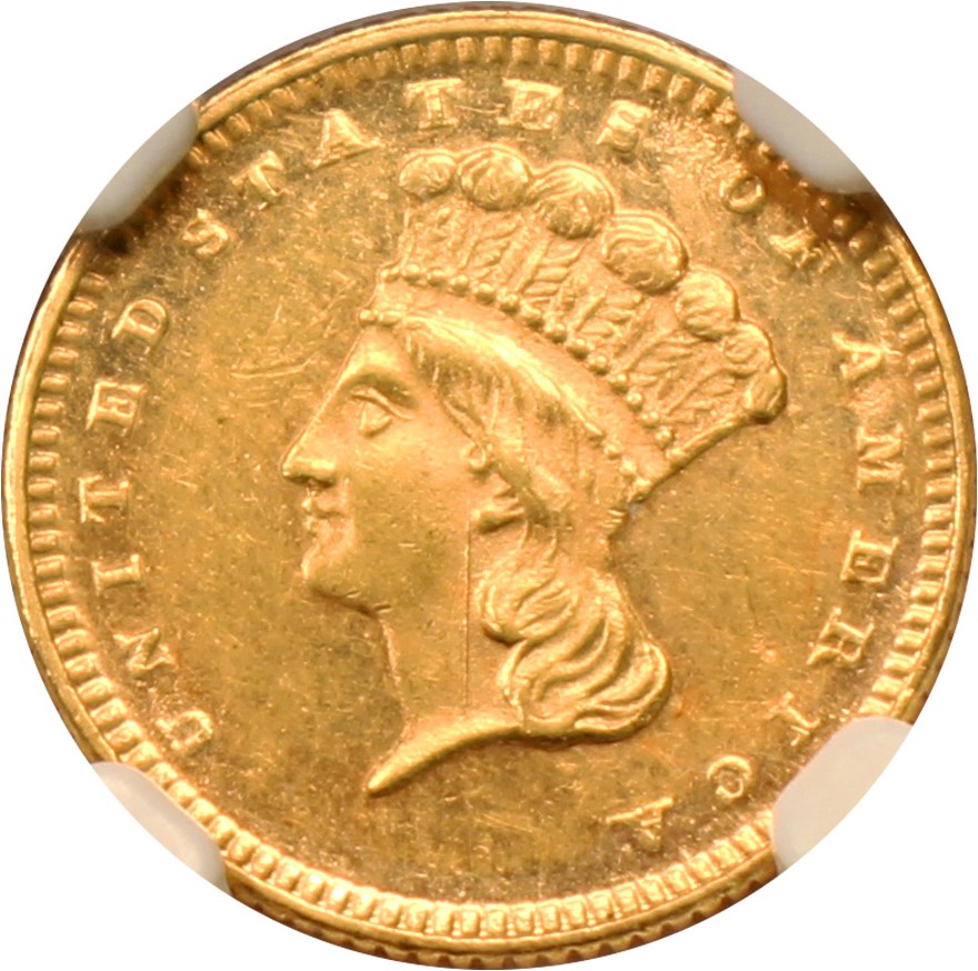 image for: 1873 G$1 NGC MS60 (Closed 3)
