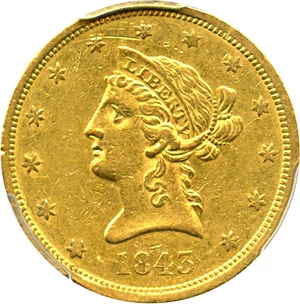 image for: 1843-O $10 PCGS AU50