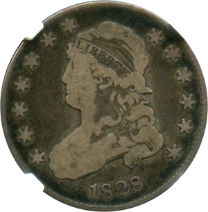 image for: 1828 25c NGC/CAC VG-8 (25/50c, B-3)