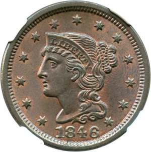 image for: 1846 1c NGC/CAC MS65 RB (N-8, Small Date)