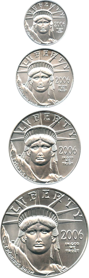 image for: 2006 Eagle Set Platinum PCGS MS69 (Statue of Liberty, 4 Coins)