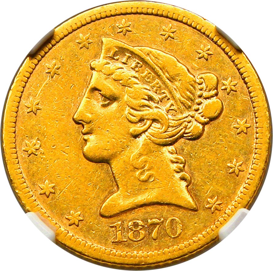 image for: 1870-S $5 NGC XF40 