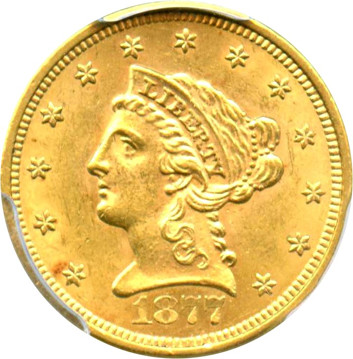 image for: 1877-S $2 1/2 PCGS/CAC MS62