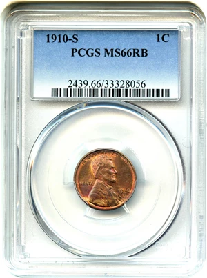 image for: 1910-S 1c PCGS MS66 RB