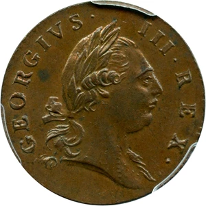 image for: 1773 Virginia Halfpenny PCGS MS64 BN (With Period)