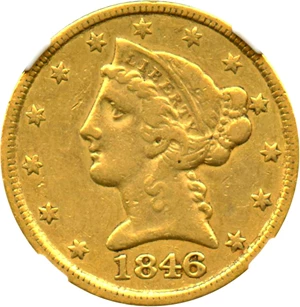 image for: 1846-C $5 NGC XF45
