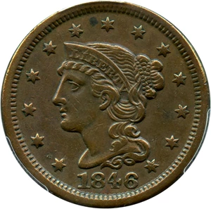 image for: 1846 1c PCGS XF40 BN (N-8, Small Date)