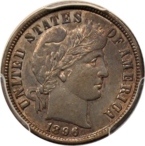 image for: 1896-O 10c PCGS AU50