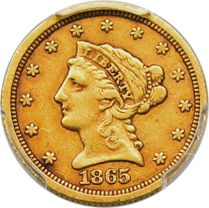 image for: 1865-S $2 1/2 PCGS/CAC VF30