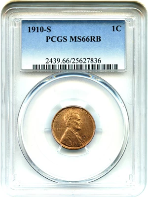 image for: 1910-S 1c PCGS MS66 RB