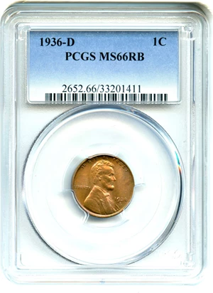 image for: 1936-D 1c PCGS MS66 RB - No Reserve!