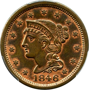 image for: 1846 1c PCGS/CAC MS64 RB (Small Date)