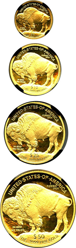 image for: 4 piece 2008-W American Buffalo Set NGC PR70 UCAM (4 Coins) - No Reserve
