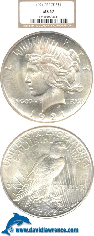 image for: 1921 $1 Peace NGC MS67
