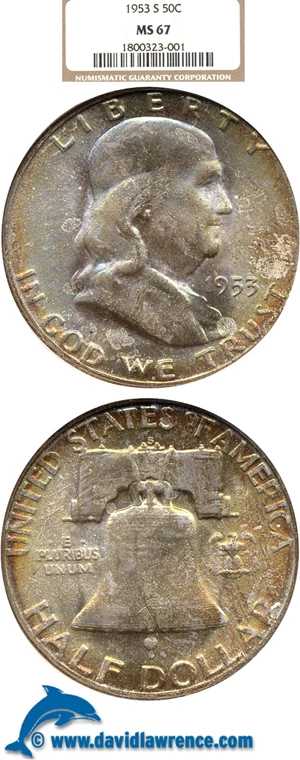 image for: 1953-S 50c NGC MS67 **Color**