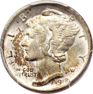 image for: 1918-D 10c PCGS Secure/CAC MS65